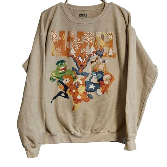 Youth Extra Small Marvel winter edition Tan marvel crewneck - Picture 1 of 7